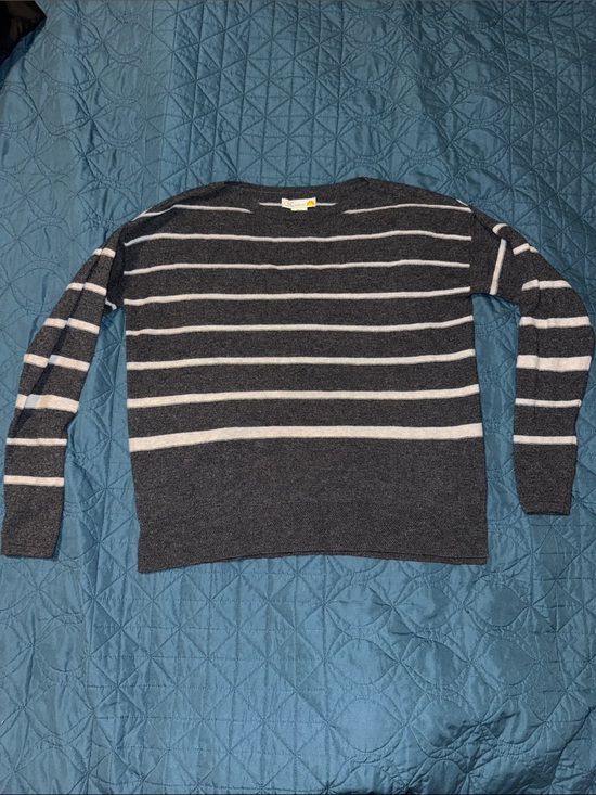 C&C California Sweaters - C&C California Charcoal Gray Crewneck Sweater with White Stripes